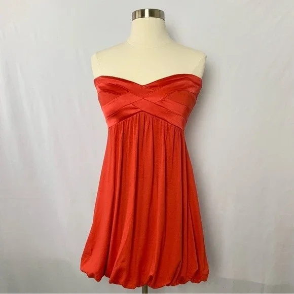 Bebe Dresses | Bebe Size Small Red Silk Contrast Sweetheart Neckline Mini Halter Dress | Color: Red | Size: S | Pm-27607401'S Closet